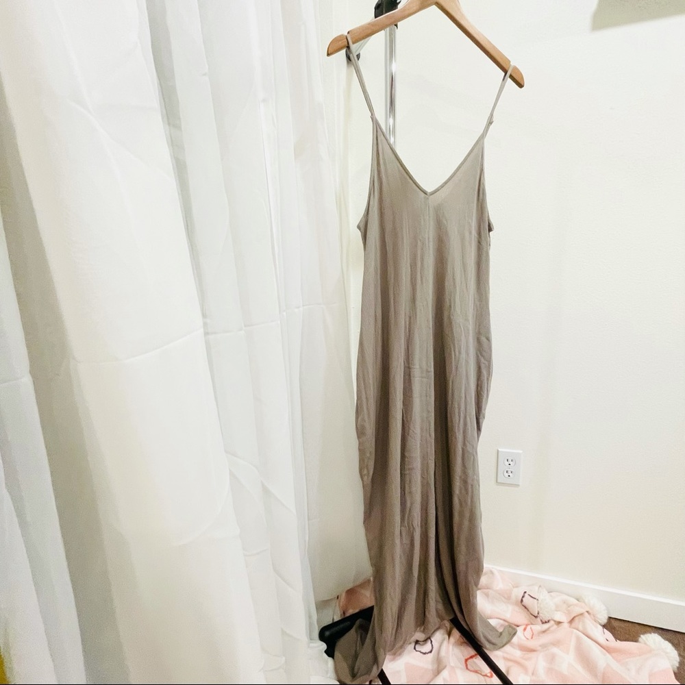 lovestitch Loose Grey Maxi Dress with Pockets